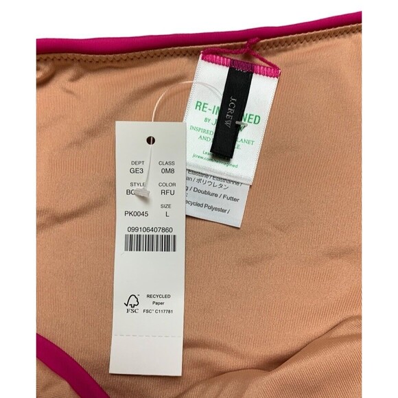 New! J.Crew Bikini Bottom Women’s Lg Curved Waist Cheeky Radiant Fuchsia BC125 - Picture 5 of 7